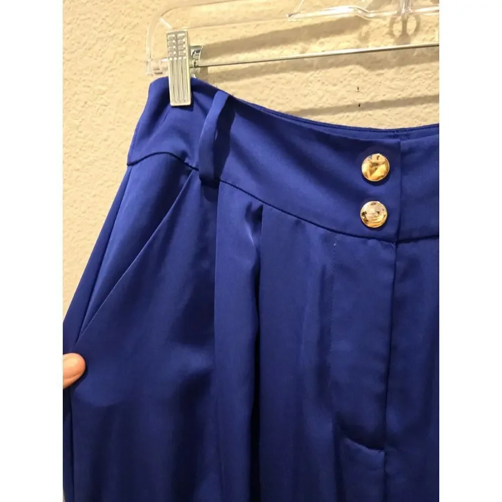Ramy Brook Women's Wide-Leg Cargo Pants Size 8 Blue Casual